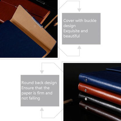 สมุดโน๊ตธุรกิจ 2 ชิ้นหนังเทียม PU Tri-Fold Loose-Leaf Notepad, A5