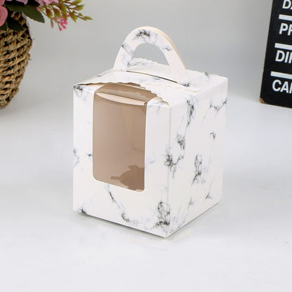 30 ชิ้นหน้าต่างโปร่งใส 1 ชิ้นกระดาษแข็งแบบพกพาถ้วยเค้กกล่องมูสกล่องขนม, White, Marble, Cowhide Color, Blue, Black, Pink, Green, Red