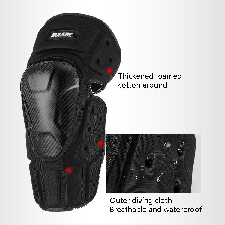 SULAITE Off-Road รถจักรยานยนต์ ความอบอุ่นกันลมกันลมกันกระแทกระบายอากาศได้คาร์บอนไฟเบอร์อุปกรณ์ป้องกัน, Knee Pads+Elbow Pads, Knee Pads