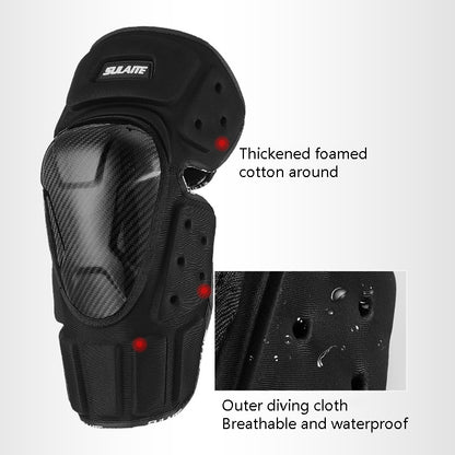 SULAITE Off-Road รถจักรยานยนต์ ความอบอุ่นกันลมกันลมกันกระแทกระบายอากาศได้คาร์บอนไฟเบอร์อุปกรณ์ป้องกัน, Knee Pads+Elbow Pads, Knee Pads