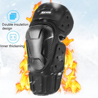 SULAITE Off-Road รถจักรยานยนต์ ความอบอุ่นกันลมกันลมกันกระแทกระบายอากาศได้คาร์บอนไฟเบอร์อุปกรณ์ป้องกัน, Knee Pads+Elbow Pads, Knee Pads