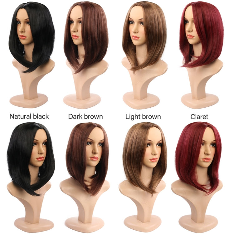 ผู้หญิงผมสั้น Bobo Head ฝาครอบผมสังเคราะห์, Black, Light Brown