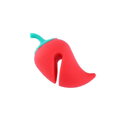 4 ชิ้นพริกไทยขนาดเล็กรูปร่างหม้อฝาล้น Preventer ฝาหม้อซิลิโคนยกต่อต้านอุปกรณ์ล้น, Pepper