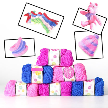 DIY สาวถักผ้าพันคอหมวกด้ายทำด้วยผ้าขนสัตว์จัดส่งสีสุ่ม, Knitting Wool