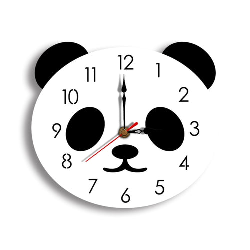 การ์ตูนนาฬิกาแขวนนาฬิกาอะคริลิแพนด้านาฬิกาแขวนบ้านที่เรียบง่าย, Panda Wall Clock