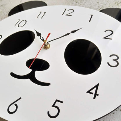 การ์ตูนนาฬิกาแขวนนาฬิกาอะคริลิแพนด้านาฬิกาแขวนบ้านที่เรียบง่าย, Panda Wall Clock