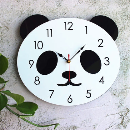 การ์ตูนนาฬิกาแขวนนาฬิกาอะคริลิแพนด้านาฬิกาแขวนบ้านที่เรียบง่าย, Panda Wall Clock