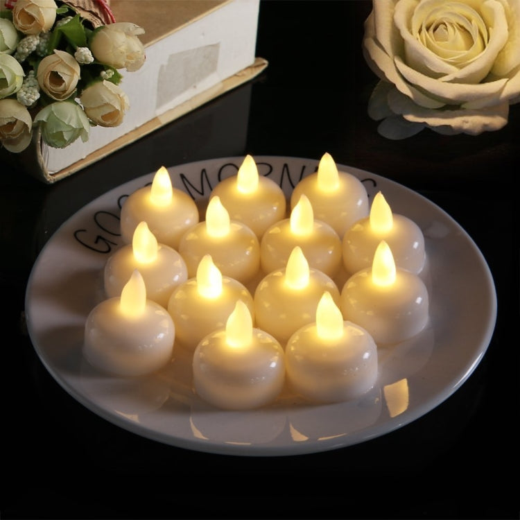12 ชิ้นเทียนกันน้ำสปาห้องอาบน้ำฝักบัวน้ำไฟตกแต่งเทียน LED เทียนลอยน้ำ, Warm White Light, Cool White Light, แสงสีเหลือง