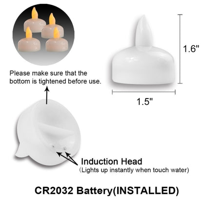 12 ชิ้นเทียนกันน้ำสปาห้องอาบน้ำฝักบัวน้ำไฟตกแต่งเทียน LED เทียนลอยน้ำ, Warm White Light, Cool White Light, แสงสีเหลือง