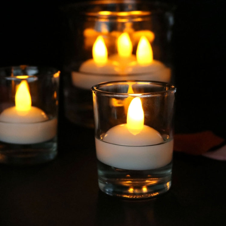 12 ชิ้นเทียนกันน้ำสปาห้องอาบน้ำฝักบัวน้ำไฟตกแต่งเทียน LED เทียนลอยน้ำ, Warm White Light, Cool White Light, แสงสีเหลือง