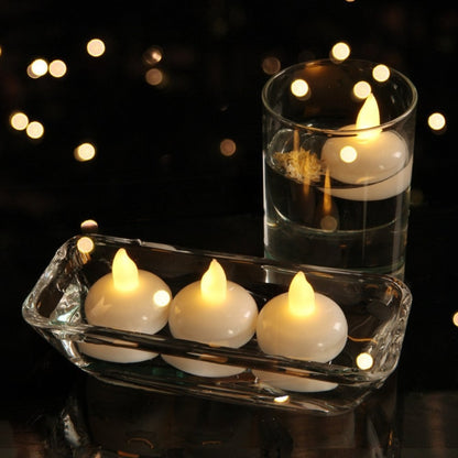 12 ชิ้นเทียนกันน้ำสปาห้องอาบน้ำฝักบัวน้ำไฟตกแต่งเทียน LED เทียนลอยน้ำ, Warm White Light, Cool White Light, แสงสีเหลือง