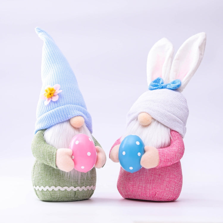 2 ชิ้นอีสเตอร์หูสีชมพูลายสก๊อตกระต่ายคนแคระตุ๊กตาเอลฟ์ตุ๊กตาเครื่องประดับตกแต่งบ้านผลิตภัณฑ์, Faceless Men, Bunny