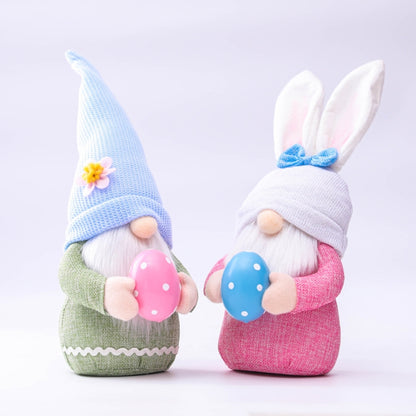 2 ชิ้นอีสเตอร์หูสีชมพูลายสก๊อตกระต่ายคนแคระตุ๊กตาเอลฟ์ตุ๊กตาเครื่องประดับตกแต่งบ้านผลิตภัณฑ์, Faceless Men, Bunny