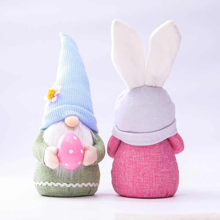 2 ชิ้นอีสเตอร์หูสีชมพูลายสก๊อตกระต่ายคนแคระตุ๊กตาเอลฟ์ตุ๊กตาเครื่องประดับตกแต่งบ้านผลิตภัณฑ์, Faceless Men, Bunny