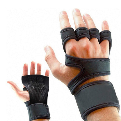 ถุงมือกีฬาแบบครึ่งนิ้วซิลิโคนกันลื่นถุงมืออุปกรณ์ฟิตเนสสายรัดข้อมือแบบบีบอัดกีฬา, S（Black）, M（Black）, L （Black）, XL （Black）