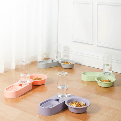 อุปกรณ์สำหรับสัตว์เลี้ยง สุนัข แมว ชามอาหารพับหมุนชามคู่, Green Without Bowl, Purple Without Bowl, Pink Without Bowl, Gray Without Bowl, Green With Bowl, Purple With Bowl, Pink With Bowl, Gray With Bowl