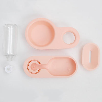 อุปกรณ์สำหรับสัตว์เลี้ยง สุนัข แมว ชามอาหารพับหมุนชามคู่, Green Without Bowl, Purple Without Bowl, Pink Without Bowl, Gray Without Bowl, Green With Bowl, Purple With Bowl, Pink With Bowl, Gray With Bowl
