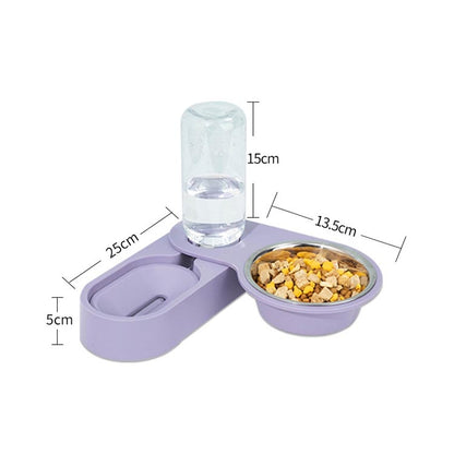 อุปกรณ์สำหรับสัตว์เลี้ยง สุนัข แมว ชามอาหารพับหมุนชามคู่, Green Without Bowl, Purple Without Bowl, Pink Without Bowl, Gray Without Bowl, Green With Bowl, Purple With Bowl, Pink With Bowl, Gray With Bowl