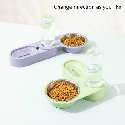 อุปกรณ์สำหรับสัตว์เลี้ยง สุนัข แมว ชามอาหารพับหมุนชามคู่, Green Without Bowl, Purple Without Bowl, Pink Without Bowl, Gray Without Bowl, Green With Bowl, Purple With Bowl, Pink With Bowl, Gray With Bowl