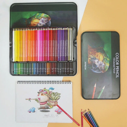 ดินสอสีกล่องดีบุก 72 สี, 72-Color Pencils