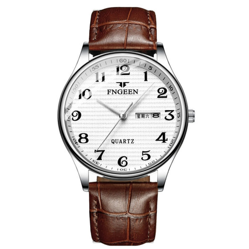 FNGEEN 7811 ชายวัยกลางคนและผู้สูงอายุนาฬิกาควอทซ์หน้าปัดดิจิตอลขนาดใหญ่