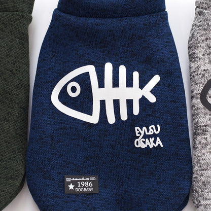 ฤดูใบไม้ร่วงฤดูหนาวเสื้อผ้าสัตว์เลี้ยงเสื้อกั๊กสัตว์เลี้ยง Fishbone Hoodie สำหรับลูกสุนัขสุนัข, S, M, L, XL, XXL