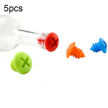 10 ชิ้นสกรูรูปร่างไวน์แดงเก็บรักษาจุกขวดซิลิโคนจัดส่งสีสุ่ม, Screw Shape