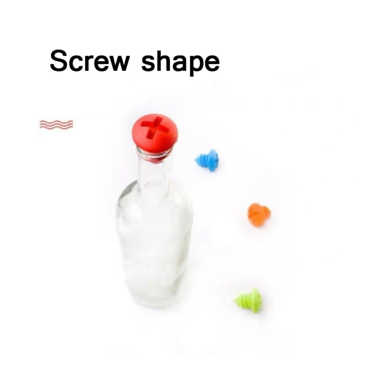 10 ชิ้นสกรูรูปร่างไวน์แดงเก็บรักษาจุกขวดซิลิโคนจัดส่งสีสุ่ม, Screw Shape