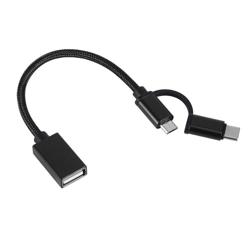 USB 3.0 ตัวเมียเป็น Micro USB USB-C / Type-C การชาร์จตัวผู้ + การส่งผ่านสายเคเบิลอะแดปเตอร์ถักไนลอน OTG ความยาวสายเคเบิล: 19 ซม.