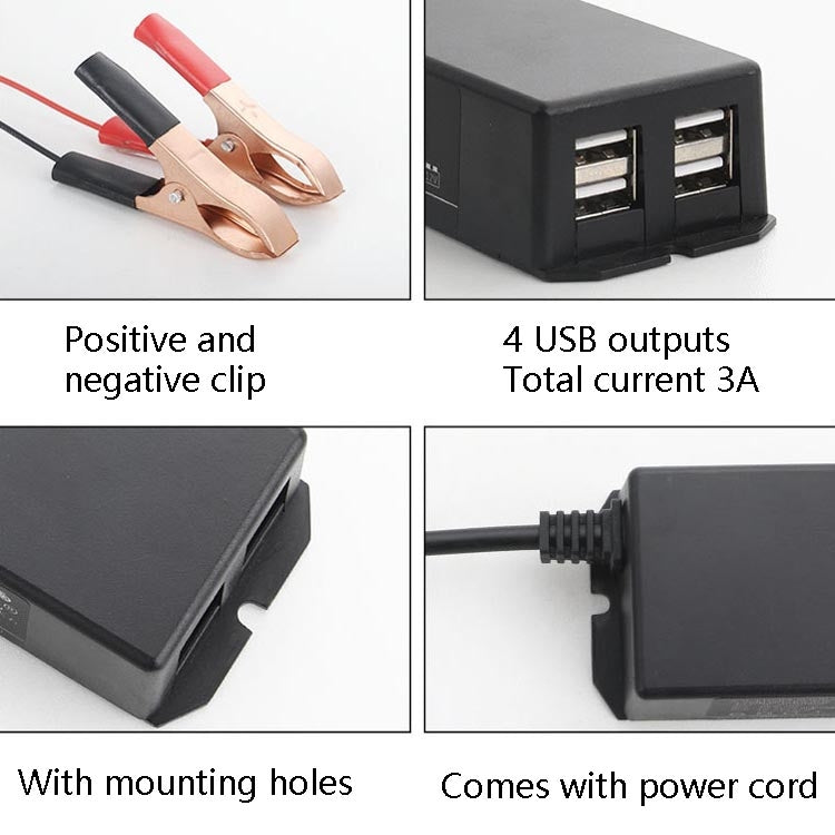 2 ชิ้น 12/24 โวลต์ 4 อินเตอร์เฟซ USB รถจักรยานยนต์ รถ ชาร์จโทรศัพท์มือถือ, Phone Charger
