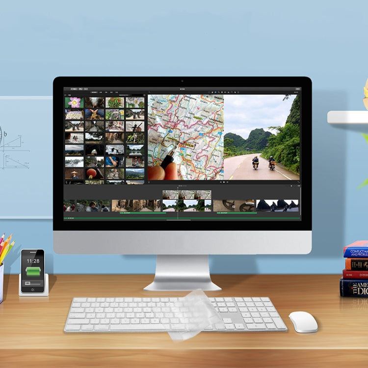 T17606 ฟิล์มคีย์บอร์ดคอมพิวเตอร์โปร่งใส TPU นาโนฟิล์มป้องกันคีย์บอร์ดยาว, For iMac 2017 Magic Keyboard(with Number Model)