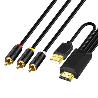 JingHua HDMI-3RCA HDMI To 3RCAสายแปลงSet-Top TVโปรเจคเตอร์AV Lotusสายแปลง, 1m, 2m, 3m, 5m