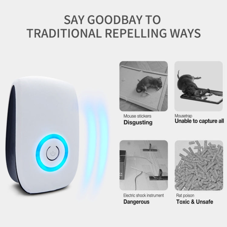 H12 2 ชิ้นอัลตราโซนิกอิเล็กทรอนิกส์ เมาส์ Repeller ครัวเรือนมินิยุง Repeller, H12 US Plug White