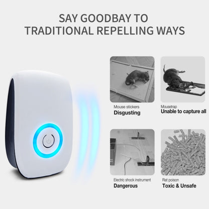 H12 2 ชิ้นอัลตราโซนิกอิเล็กทรอนิกส์ เมาส์ Repeller ครัวเรือนมินิยุง Repeller, H12 US Plug White