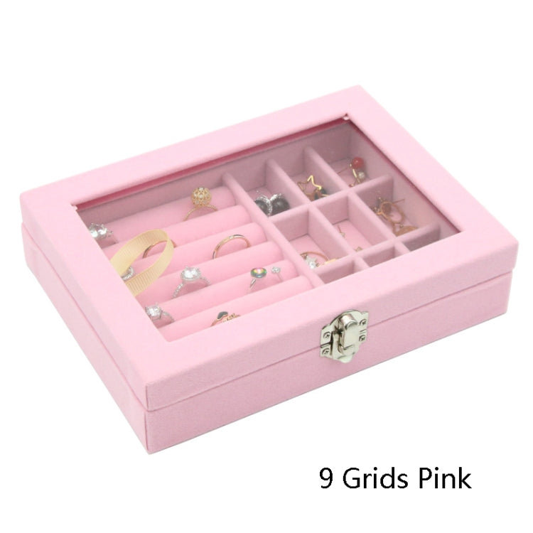 บ้าน ฝาแก้ว กล่องเก็บเครื่องประดับผ้าสักหลาดพร้อมฝาปิด, 9 Grids Pink, 9 Grids Ice Grey, 3 Grids Ice Grey
