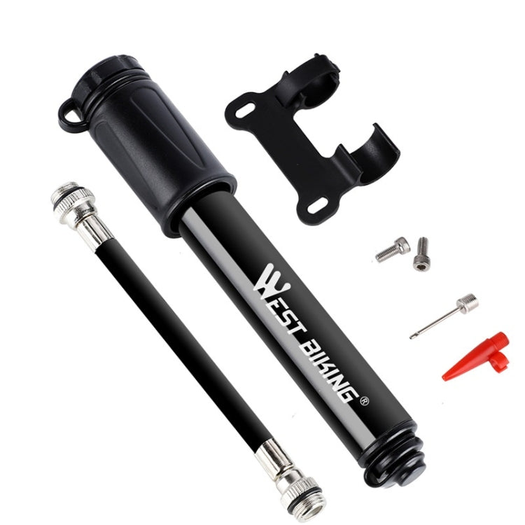 West Biking จักรยานแรงดันสูง เครื่องสูบน้ำ มินิบาสเกตบอลแบบพกพา Inflator พร้อมท่อ, Basketball Inflator With Hose(Black)