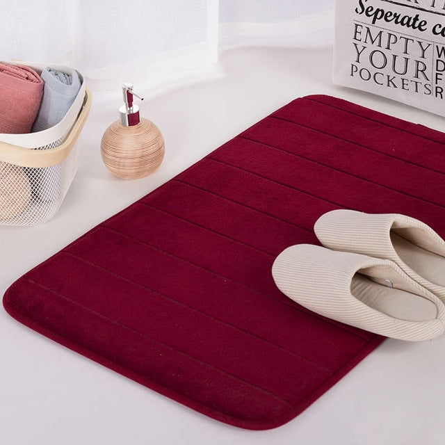 พรมดูดซับน้ำไม่ลื่น พรมห้องน้ำ Shaggy Memory Foam ประตูห้องครัวแผ่นปูพื้น, 40X60CM