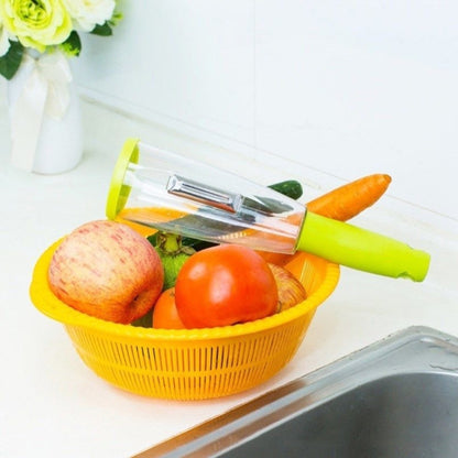 4 PCS ประเภทการปอกเปลือกมีดกล่องเก็บของกบมีดปอกเปลือกในครัวเรือนผลไม้ Multifunctional Peeler, 4 PCS