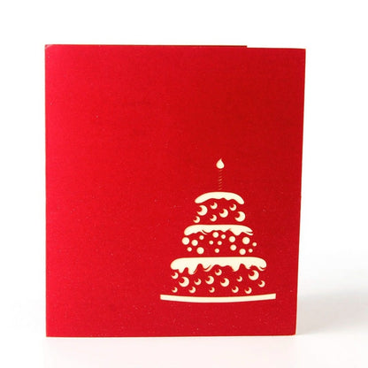 2 ชิ้น 3D เค้กสามมิติการ์ดวันเกิดเด็กของขวัญแฮนด์เมดการ์ดขนาดเล็ก, Red Cover, Golden Cover