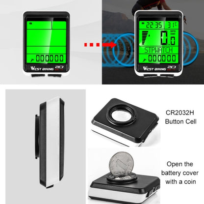 WEST BIKING จักรยานเสือภูเขาไร้สายรหัสเมตรหน้าจอขนาดใหญ่มัลติฟังก์ชั่นกันน้ำ Speedometer, Large-Screen
