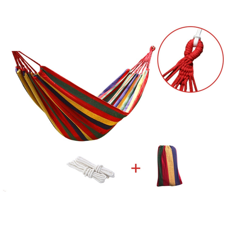 ผ้าใบหนา Hammock Field Rollover Prevention เปลญวนกลางแจ้ง Swing, 260x80 No Stick Single (Red Stripe), 260x80  Non-stick Single (Blue Stripes ), 260x100 No Stick (Red Stripes), 260x100 No Stick (Blue Stripes), 260x150 No Stick (Red Stripes）             ...