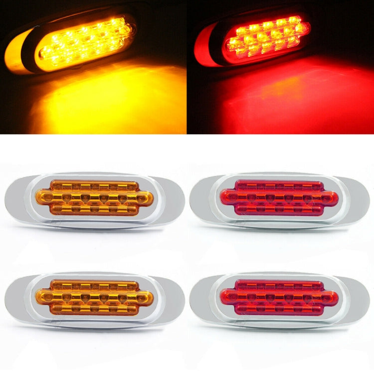 12-24V 2000-4000K 16 LEDs ไฟด้านข้างไฟฟ้าไฟท้ายด้านข้างไฟปรับเปลี่ยนรถบรรทุกสินค้า, Red (2 Lines Always Bright), Yellow (2 Lines Always Bright), Red (High and Low Light 3 Lines), Yellow (High and Low Light 3 Lines)