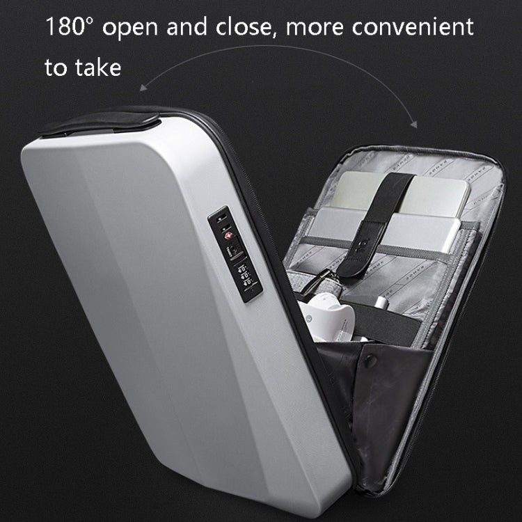 BANGE BG-22201 Business Hard Shell Computer Bag Men Backpack Waterproof กระเป๋าเดินทาง, Black, Silver White, Titanium