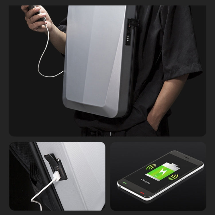 BANGE BG-22201 Business Hard Shell Computer Bag Men Backpack Waterproof กระเป๋าเดินทาง, Black, Silver White, Titanium