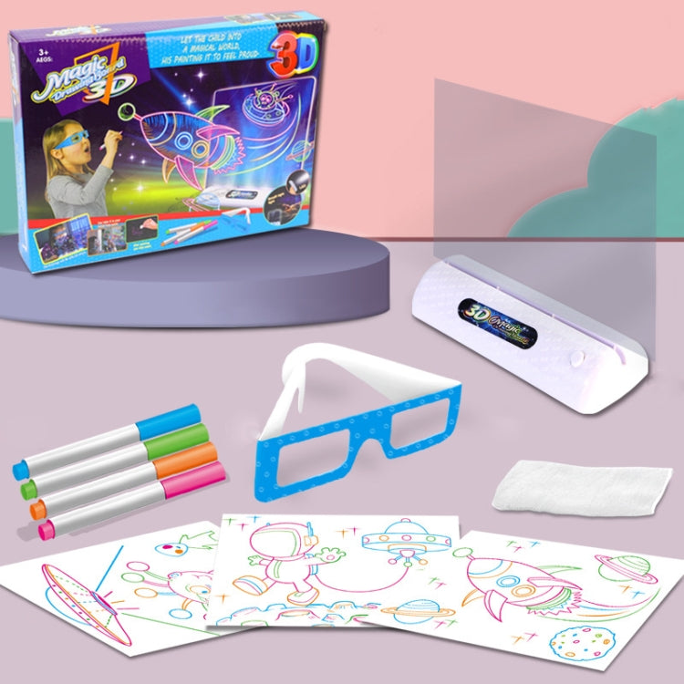 3D กระดานวาดภาพเรืองแสง Magic Luminous กระดานเขียนสามมิติ กระดาน Graffiti แสงปริศนาเด็กกระดานวาดภาพ, สไตล์:, Medium  Drawing Board (Space Version), Medium Drawing Board (Dinosaur Version), Large Drawing Board (Dinosaur Version)                         ...