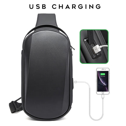 BANGE BG-7256 กระเป๋าคาดหน้าอกผู้ชายกันน้ำ EVA Hard Shell Messenger Bag, BANGE BG-7256