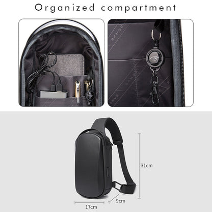 BANGE BG-7256 กระเป๋าคาดหน้าอกผู้ชายกันน้ำ EVA Hard Shell Messenger Bag, BANGE BG-7256