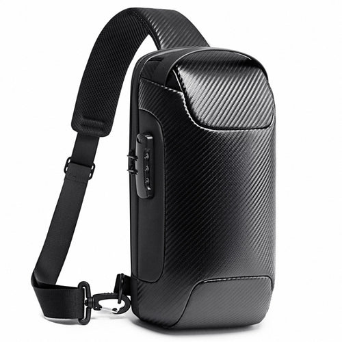 BANGE กระเป๋าคาดหน้าอกแฟชั่นสำหรับผู้ชาย Carbon Brazing Dimensional Waterproof Messenger Bag, BANGE Chest Bag