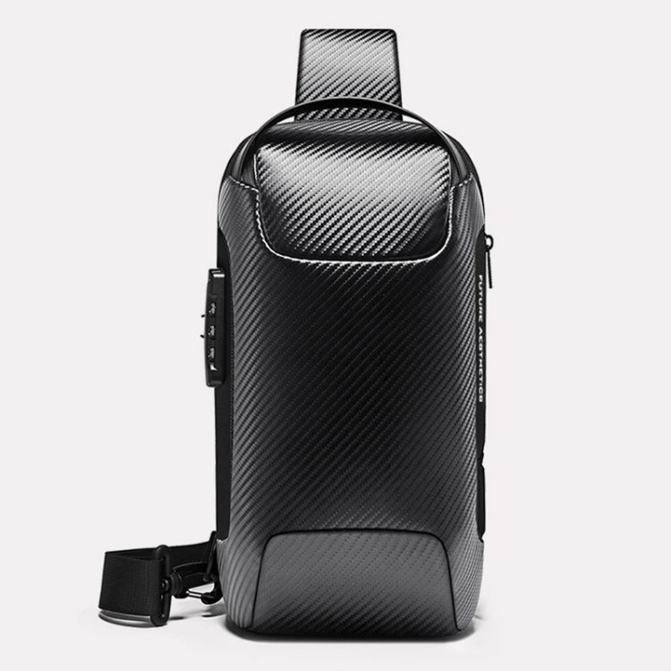 BANGE กระเป๋าคาดหน้าอกแฟชั่นสำหรับผู้ชาย Carbon Brazing Dimensional Waterproof Messenger Bag, BANGE Chest Bag