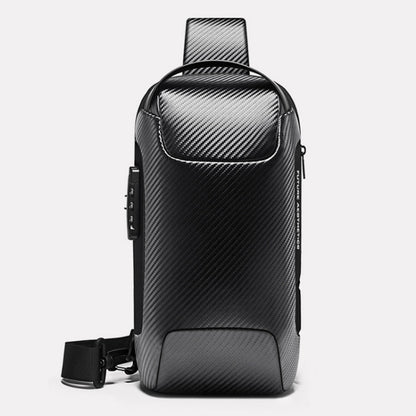 BANGE กระเป๋าคาดหน้าอกแฟชั่นสำหรับผู้ชาย Carbon Brazing Dimensional Waterproof Messenger Bag, BANGE Chest Bag